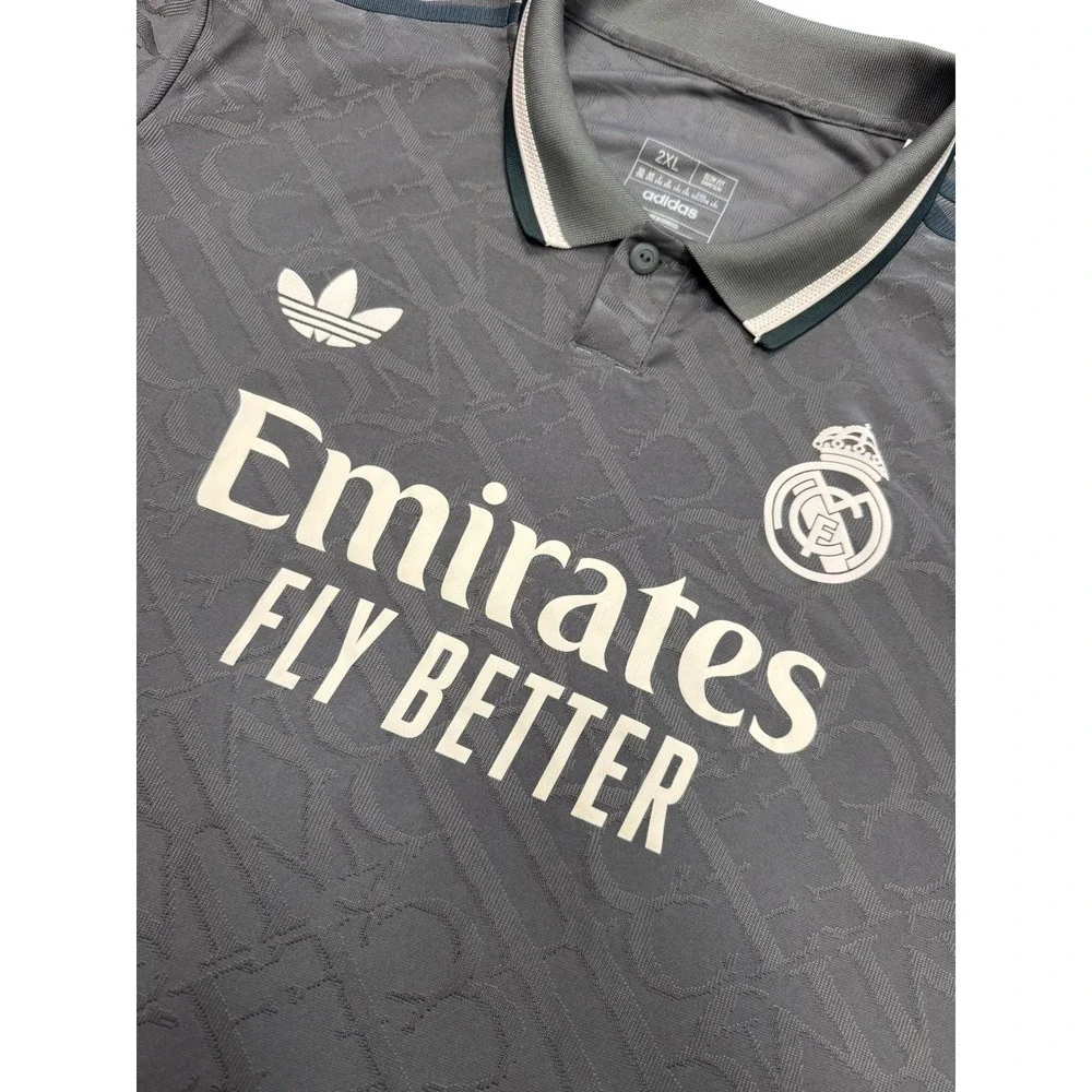 Adidas Real Madrid Polo Jersey Mens 2XL Grey Excellent Bellingham 5 Slim Fit